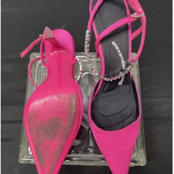 Alexander Wang Pink Crystal-Embellished Logo Heels - Picture 4 of 4